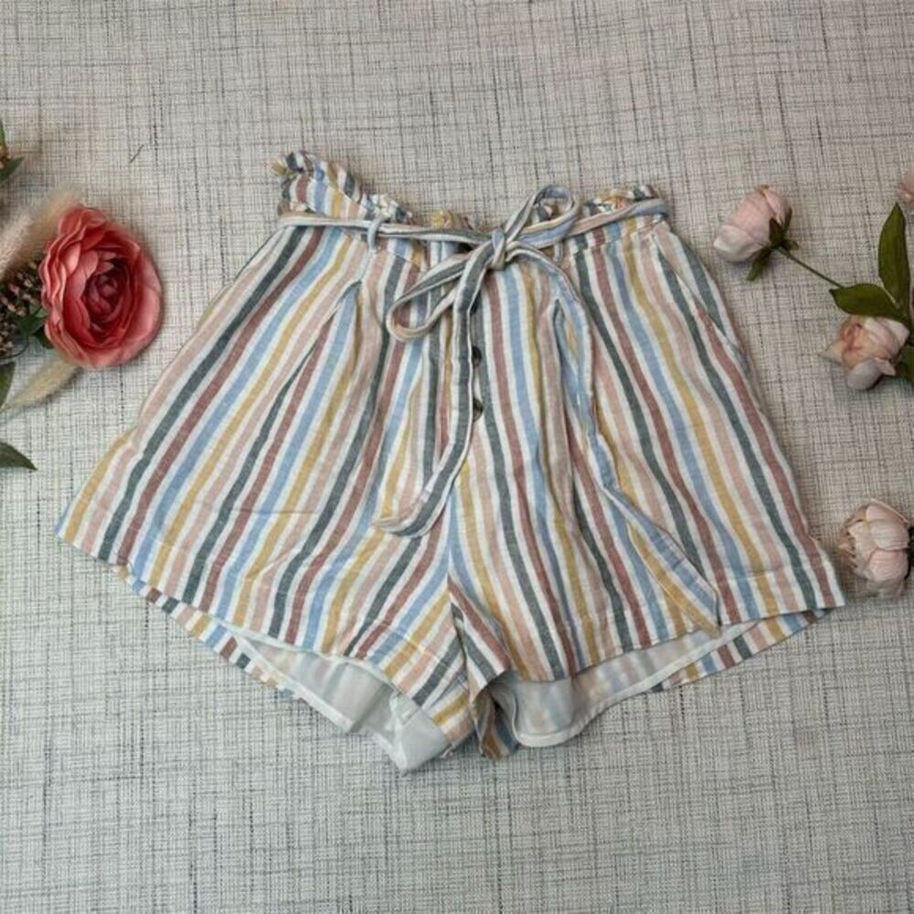 5/$25 American Eagle Women's‎ Striped Paperbag Shorts Size S Multicolor